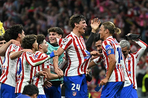 El Atlético de Madrid celebra el pase a semifinales de Champions League nueve años después (Foto de Javier SORIANO / AFP via Getty Images)